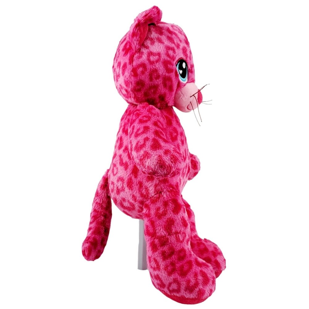 Lot of 2 Build a Bears Rainbow Hearts Kitty Cat & Hot Pink Leopard Stuffed Plush - Picture 13 of 15